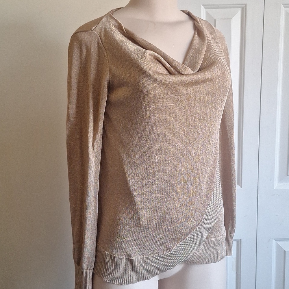 🎁INC International Concepts Shimmering Gold Cowl Neck Sweater Size M